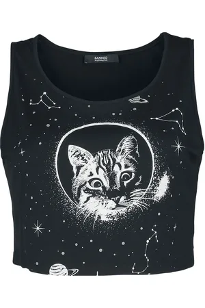 Banned Retro Gothic Top - Space Kitty Cropped Top - XS tot XXL - voor Vrouwen