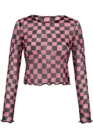Hell Bunny Shirt met lange mouwen - x Smiley Originals Distortion Top - XS tot 4XL - voor Vrouwen