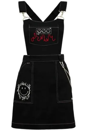 Hell Bunny Korte jurk - x Smiley Originals Dylan Pinafore Dress - XS tot XXL - voor Vrouwen