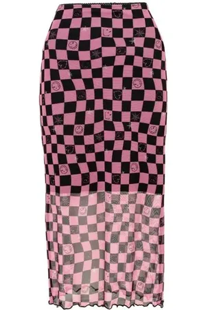 Hell Bunny Lange rok - x Smiley Originals Distortion Skirt - XS tot 4XL - voor Vrouwen