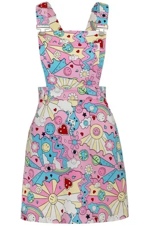 Hell Bunny Korte jurk - x Smiley Originals Loulou Pinafore Dress - XS tot 4XL - voor Vrouwen