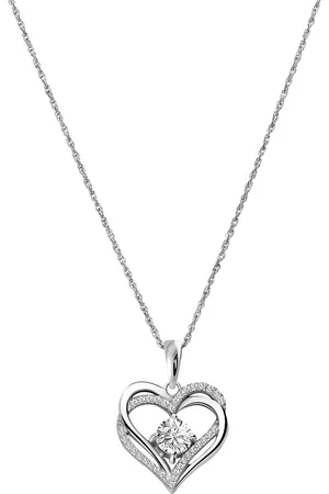 Lucardi Dames Dubbele kettingen - Zilveren ketting met hanger dubbel hart zirkonia