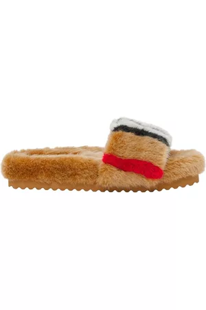 Burberry Meisjes Slippers - Icon Stripe Faux Fur Slide Sandals