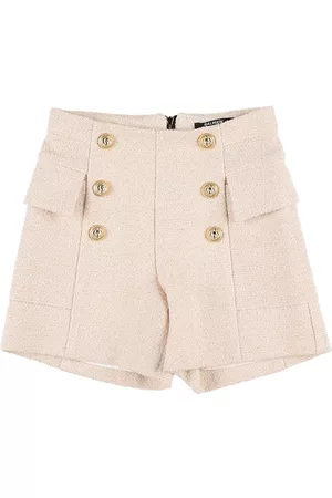 Balmain Bouclè Shorts W/ Decorative Buttons