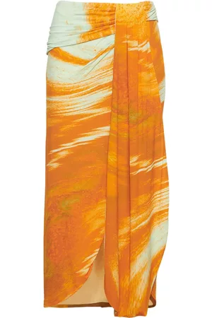 Jonathan Simkhai Gwean Marble Printed Jersey Midi Skirt