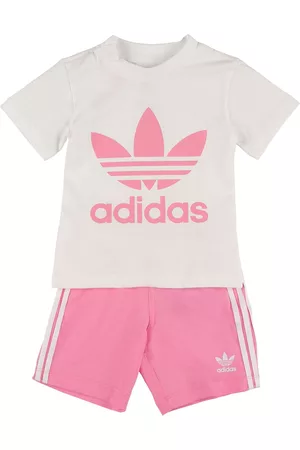 adidas Meisjes Shorts - Logo Print Cotton Blend T-shirt & Shorts