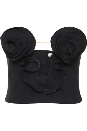 MAGDA BUTRYM Viscose Bustier Top W/ Flower Appliqués