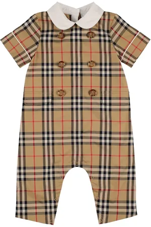 Burberry Check Print Cotton Blend Romper