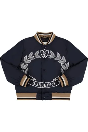 Burberry Logo Print Faux Leather Bomber Jacket