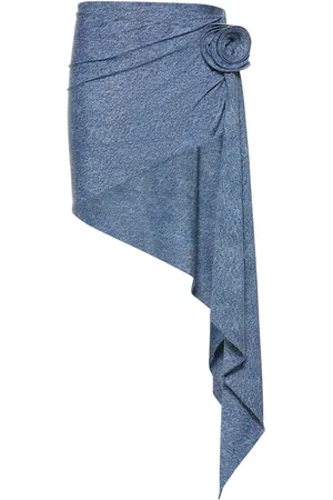 MAGDA BUTRYM Denim Effect Pool Skirt W/rose