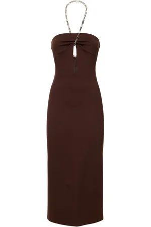 The Attico Chain Halter Neck Jersey Midi Dress