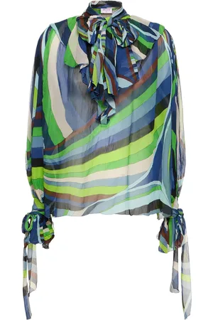 Puccini Iride Printed Silk Chiffon Shirt