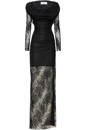 GIUSEPPE DI MORABITO Laize Stretch Lace Long Dress W/hood