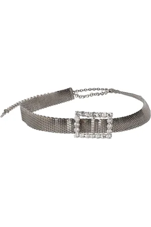 Alessandra Rich Chain Belt W/ Crystal Buckle