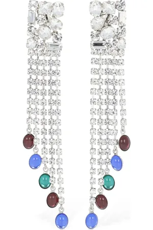Alessandra Rich Square Earrings W/ Fringe