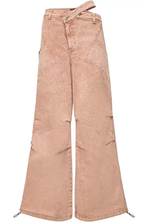 ANDREADAMO Washed Asymmetric Cotton Denim Pants
