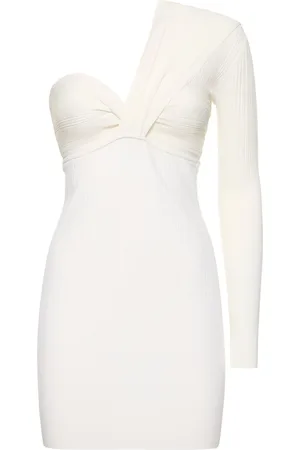 Hervé Léger Rib Knit Jersey One-sleeve Mini Dress