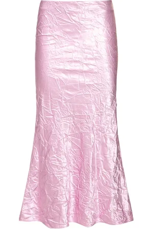 The Attico Wrinkled Satin Flared Midi Skirt