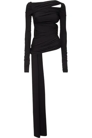 The Attico Ruched Stretch Jersey Long Sleeve Top