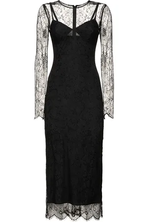 Dolce & Gabbana Chantilly Lace Long Sleeve Midi Dress