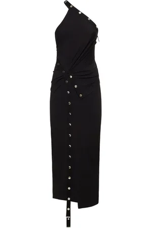 The Attico Stretch Jersey One Shoulder Midi Dress