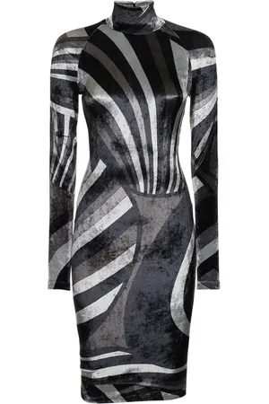 Puccini Printed Velvet Jersey T-neck Mini Dress