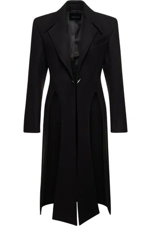 MUGLER Wool Blend Twill Midi Coat