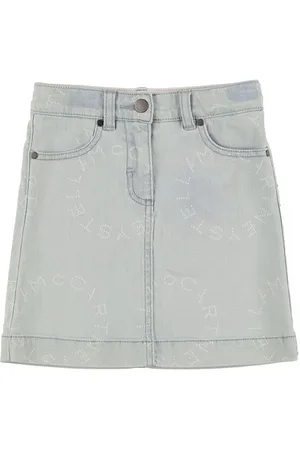 Stella McCartney Logo Print Organic Cotton Denim Skirt