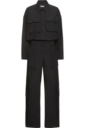 Alexander Wang Button Up Cotton Blend Cargo Jumpsuit