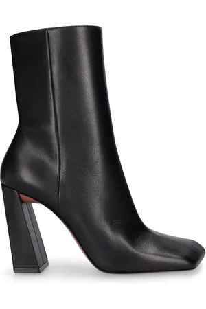 Amina Muaddi 95mm Marine Leather Ankle Boots