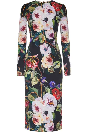 Dolce & Gabbana Silk Charmeuse Flower Print Midi Dress
