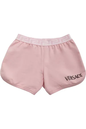 VERSACE Embroidered Logo Cotton Jersey Shorts