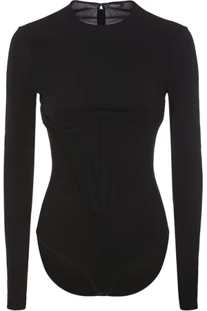 VERSACE Georgette Long Sleeved Corset Bodysuit