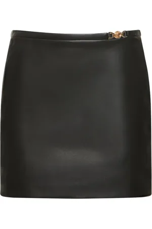 VERSACE Leather Plongé Mini Skirt W/logo