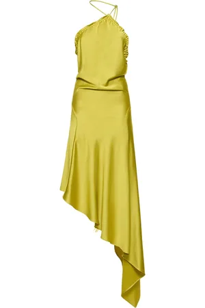 The Attico Fluid Satin Halter Neck Midi Dress