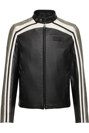 Moschino Logo Leather Biker Jacket