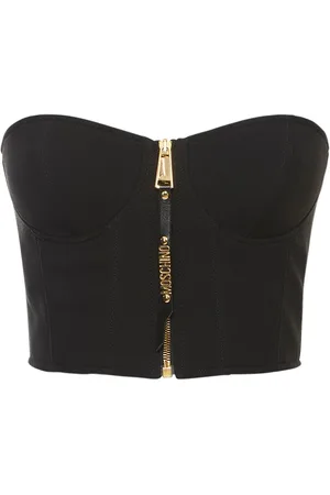 Moschino Strapless Viscose Envers Satin Crop Top