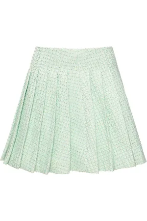 Self-Portrait Pleated Bouclé Mini Skirt