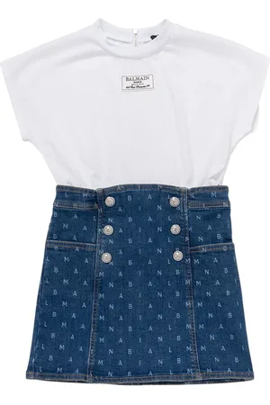Balmain Cotton Jersey & Denim Dress