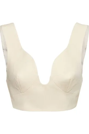 Jil Sander Viscose & Silk Curved Neck Crop Top