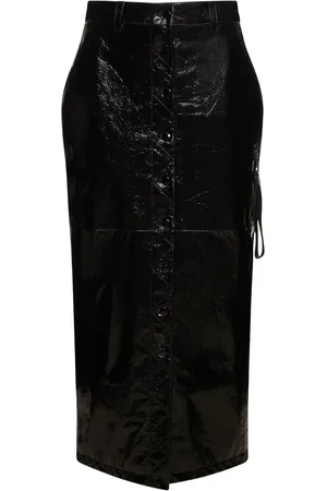 FERRARI Patent Leather Pencil Midi Skirt