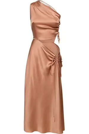 Alberta Ferretti One Shoulder Cutout Satin Midi Dress