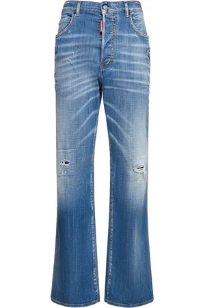 Dsquared2 Roadie Distressed Mid-rise Wide Jeans