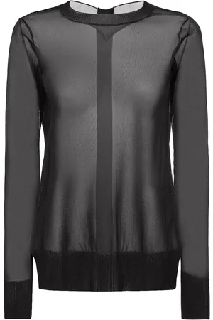 YOHJI YAMAMOTO Back Button Mesh Long Sleeve Top