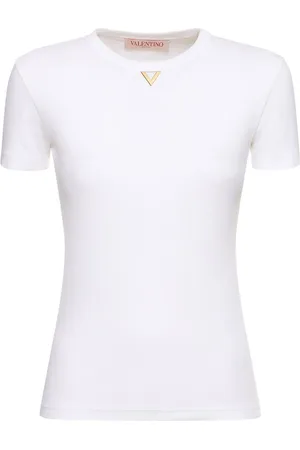 VALENTINO Cotton Rib Jersey Logo T-shirt