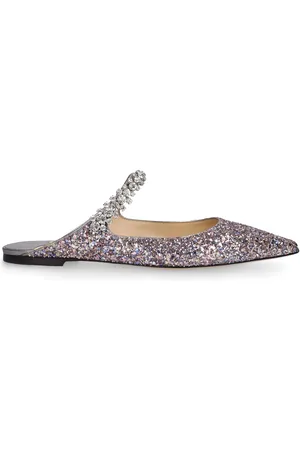 Jimmy Choo Bing Glittered Fabric Flat Mules