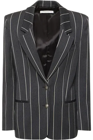 Alessandra Rich Pinstripe Light Wool Tailored Jacket