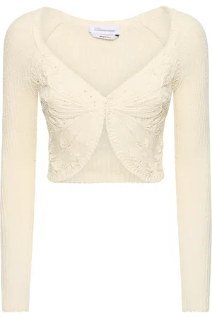 BLUMARINE Cotton Blend Knit Crop Cardigan
