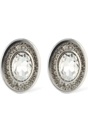 Alessandra Rich Large Oval Crystal Earrings
