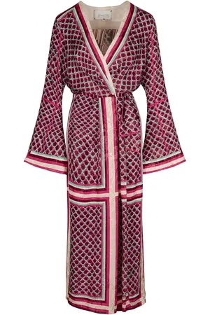 JOHANNA ORTIZ Jacquard Long Sleeve Midi Wrap Dress